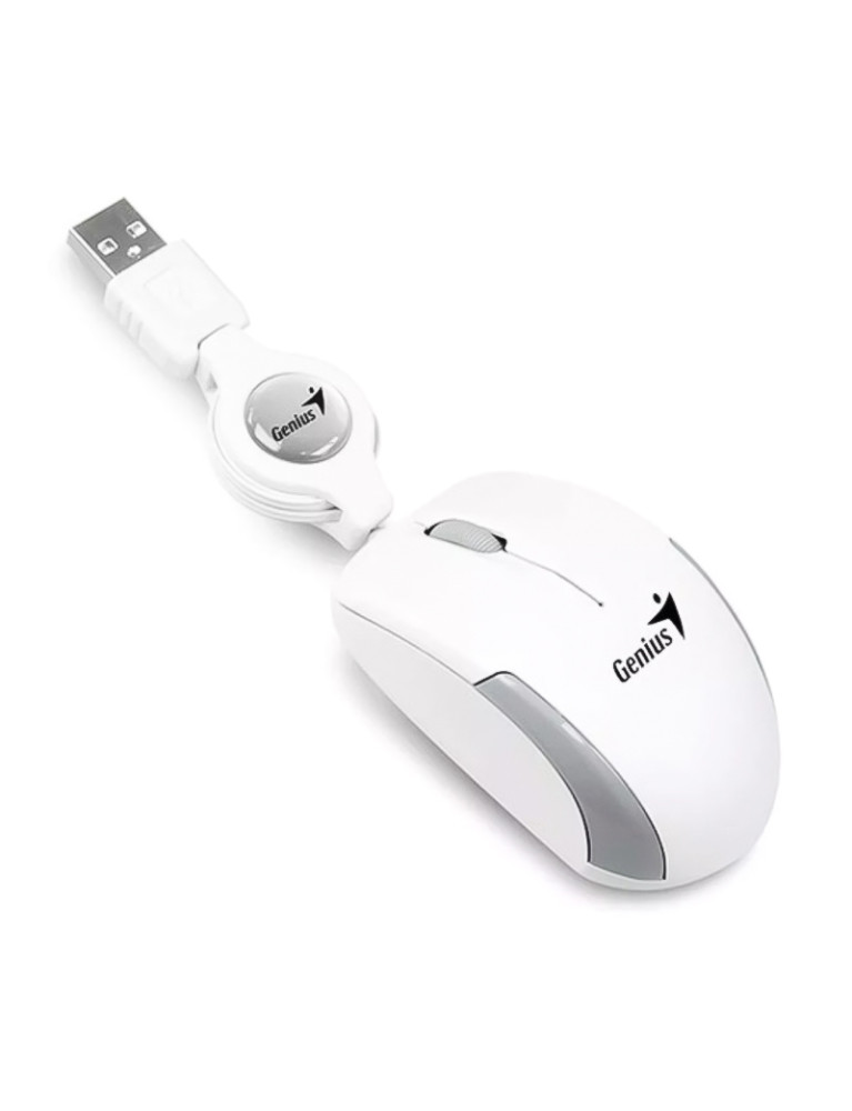 Mouse Retractil Micro Traveler Blanco Genius