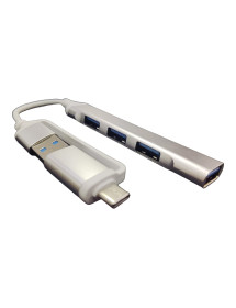 HUB 4 Puertos USB 3.0 y adaptador OTG Tipo C
