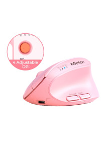 Mouse Ergonómico Inalámbrico y Bluetooth Meetion BTM008 Rosado