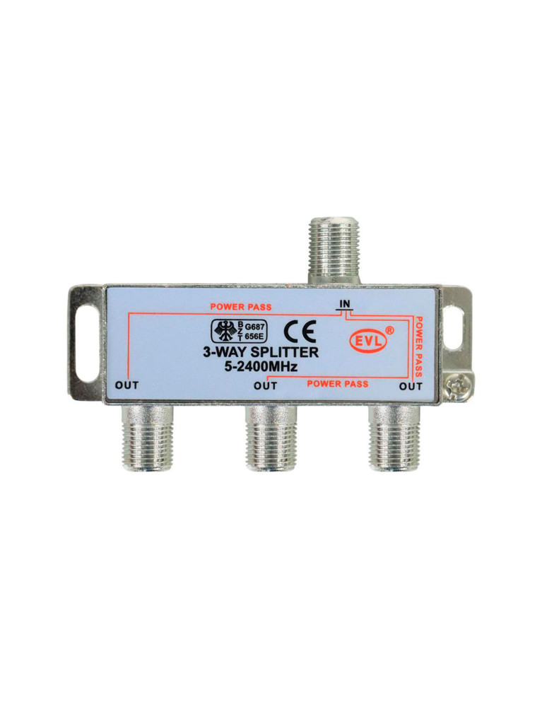 Splitter Coaxial 1 A 3 Vías EVL 5 A 2400 MHZ