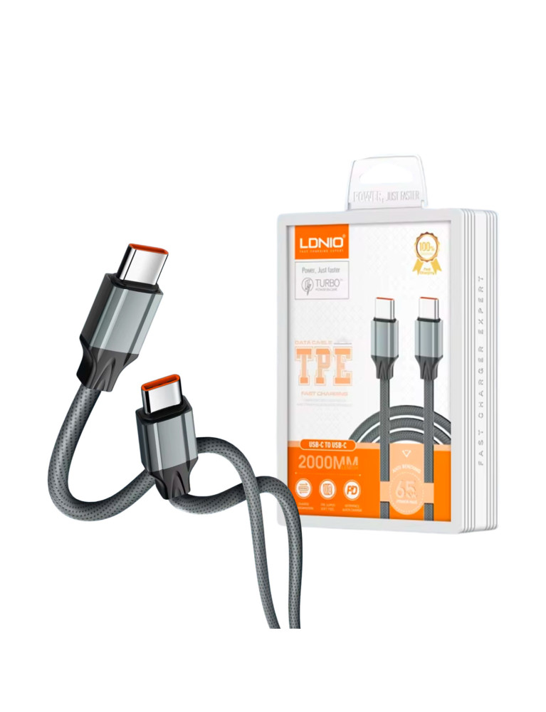Cable Usb Tipo C a C Turbo 2 metros LDNIO LC442c 65w