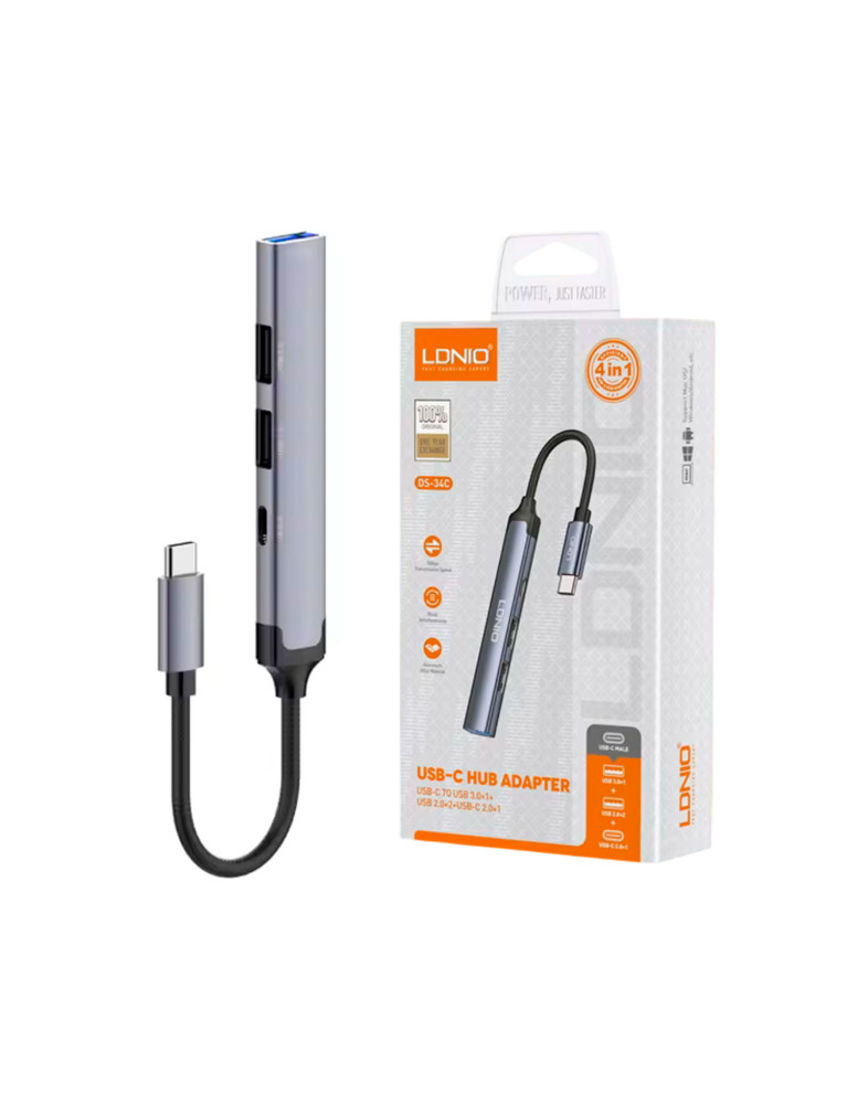 Hub Usb Tipo C 4 puertos 4 en 1 LDNIO DS-34C