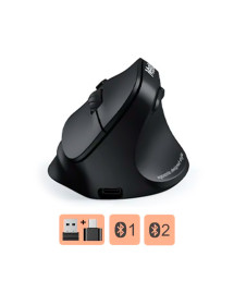 Mouse Ergonómico Inalámbrico y Bluetooth Meetion BTM010R Negro