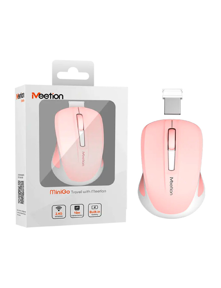 Mouse Inalambrico MiniGo Meetion Rosado