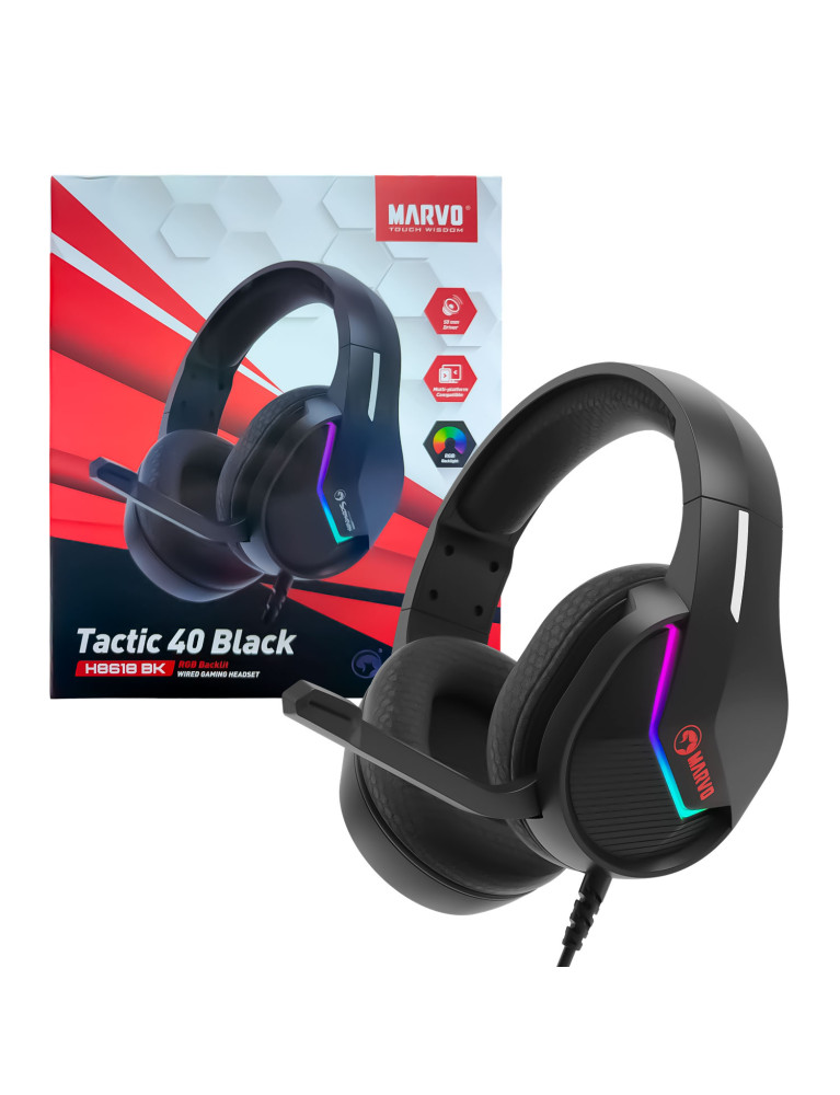 Audífonos USB Marvo Tactic 40 Negro H618 BK