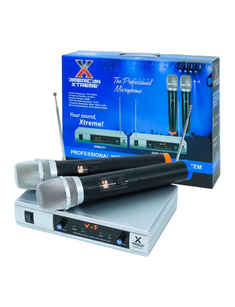 Micrófono Inalámbrico American Xtreme EWM-272 Semi Profesional VHF