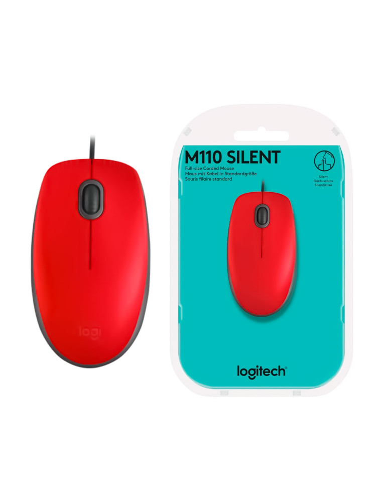 Mouse USB Logitech M110 Silent Rojo