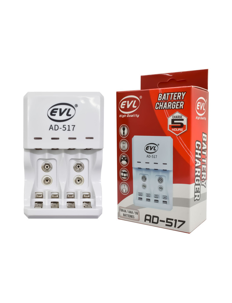 Cargador De Pilas Y Baterías EVL AD-517
