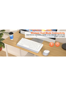 Teclado y Mouse Inalámbrico - Bluetooth Mini 5000 Blanco Meetion