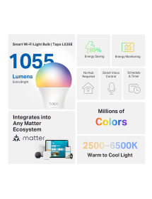 Foco Inteligente Smart WIFI Luz Multicolor 1055 Lúmenes - Control Por Voz 75 W Tapo TP-LINK