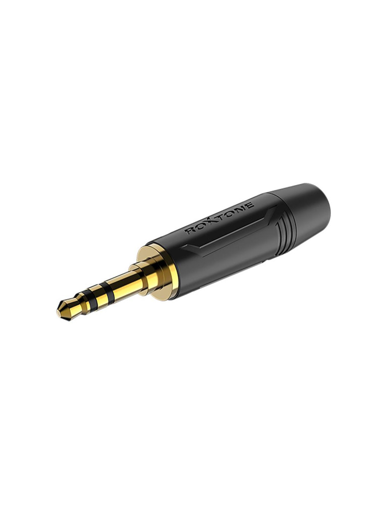 Plug 3.5 Estereo Metal - Negro Punta Dorada RMJ3PS-BG Roxtone