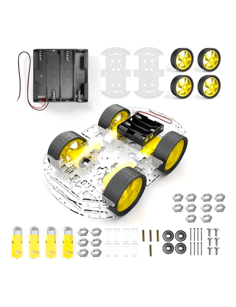 Chasis Carro Robot Con 4 Ruedas - 4 Motores MDA045
