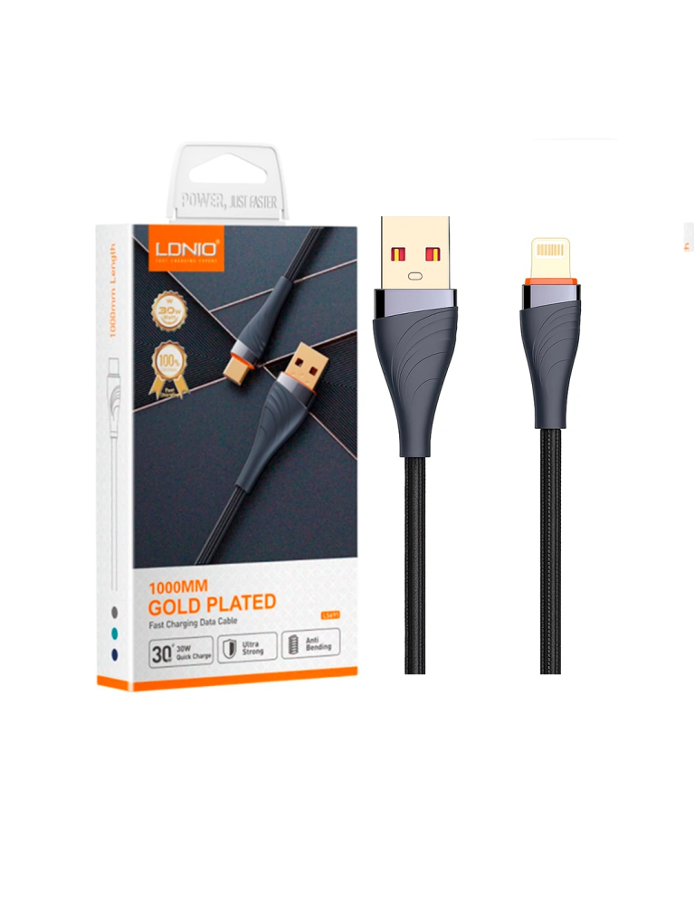 Cable Usb A Lightning Gris 2 Mts LS692 30 Watts  Ldnio