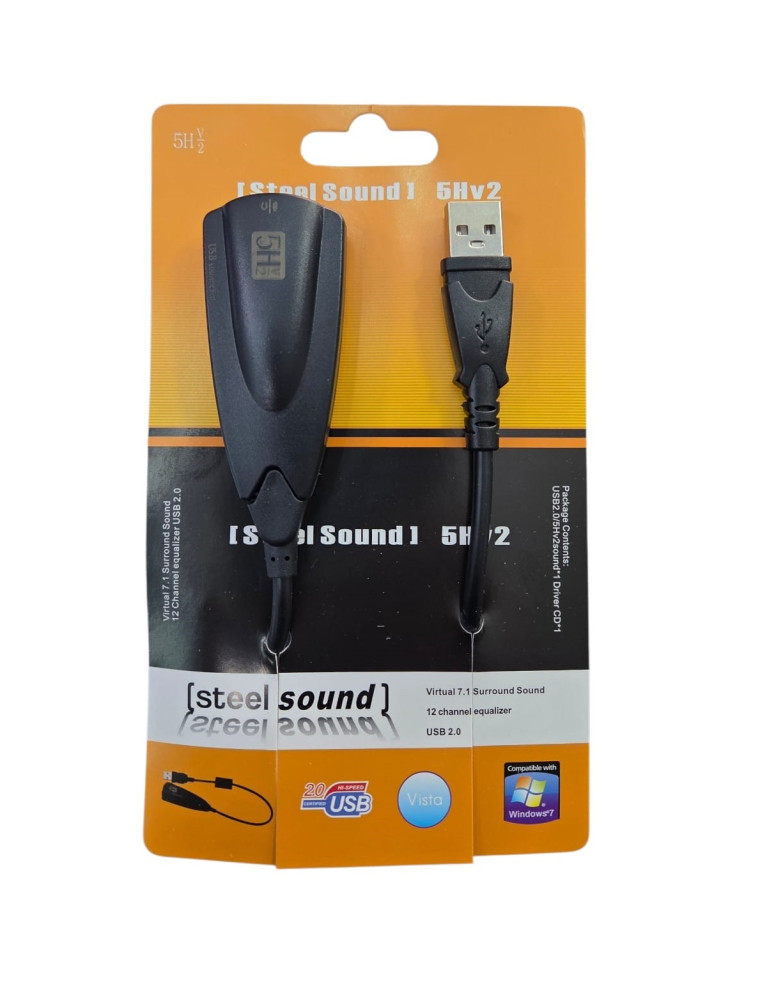 Tarjeta De Sonido Usb  Estereo Con Cable 7.1 - 5HV2