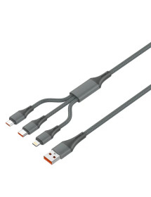 Cable 3 En 1 Gris 100 Watts 1.20 Mts LDNIO LC97U