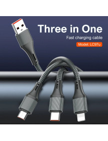 Cable 3 En 1 Gris 100 Watts 1.20 Mts LDNIO LC97U