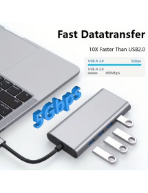 Hub Usb C 11 en 1 Aluminio Hdmi + Vga + Red HUB11.1