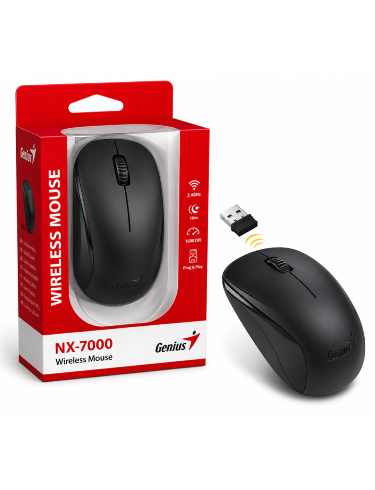 Mouse Inalámbrico 2.4GHZ NX-7000 Negro Genius